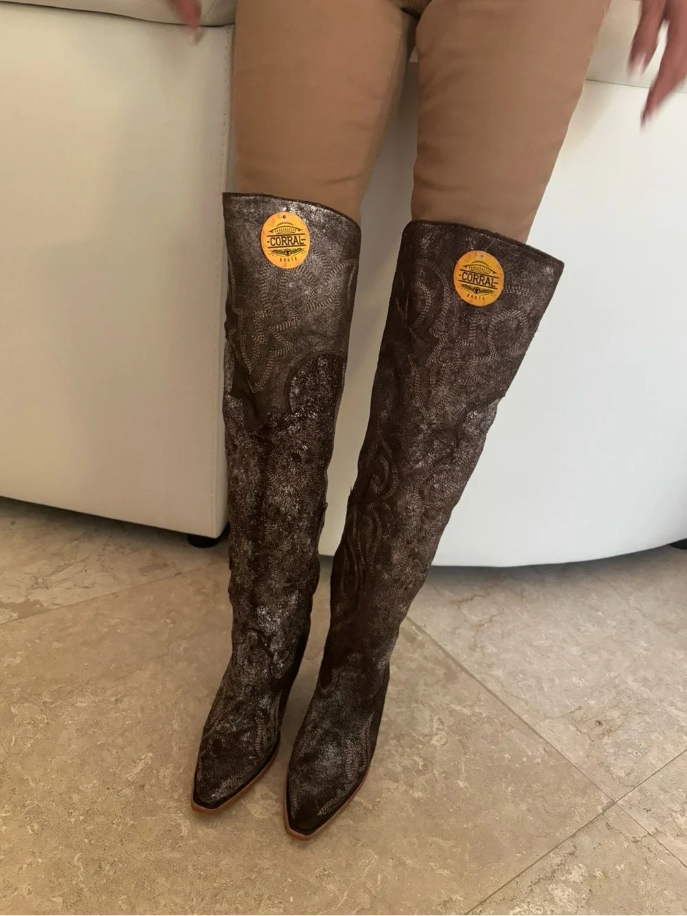 ✨ CORRAL BROWN-SILVER METALLIZED OVER-THE-KNEE BOOTS ✨ NWT